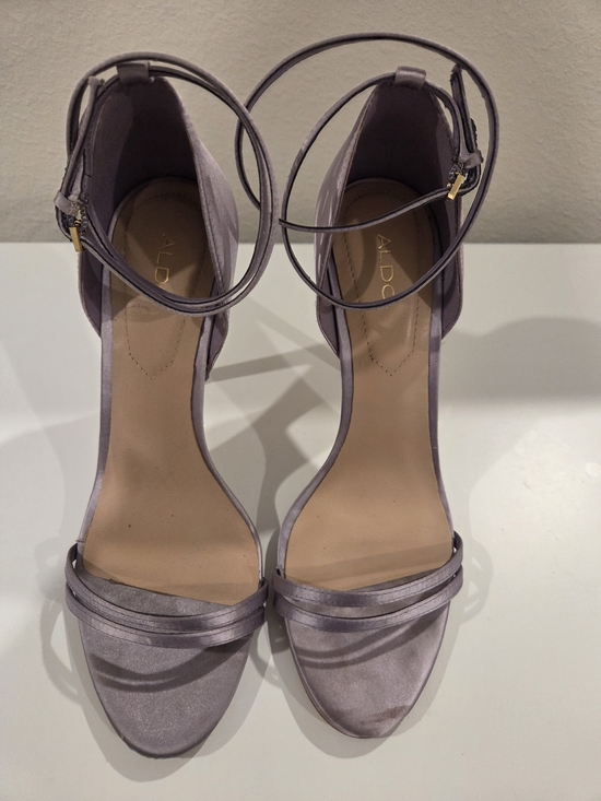 Aldo Shoes - ALDO Lavender Satin Ankle-Strap Heels
